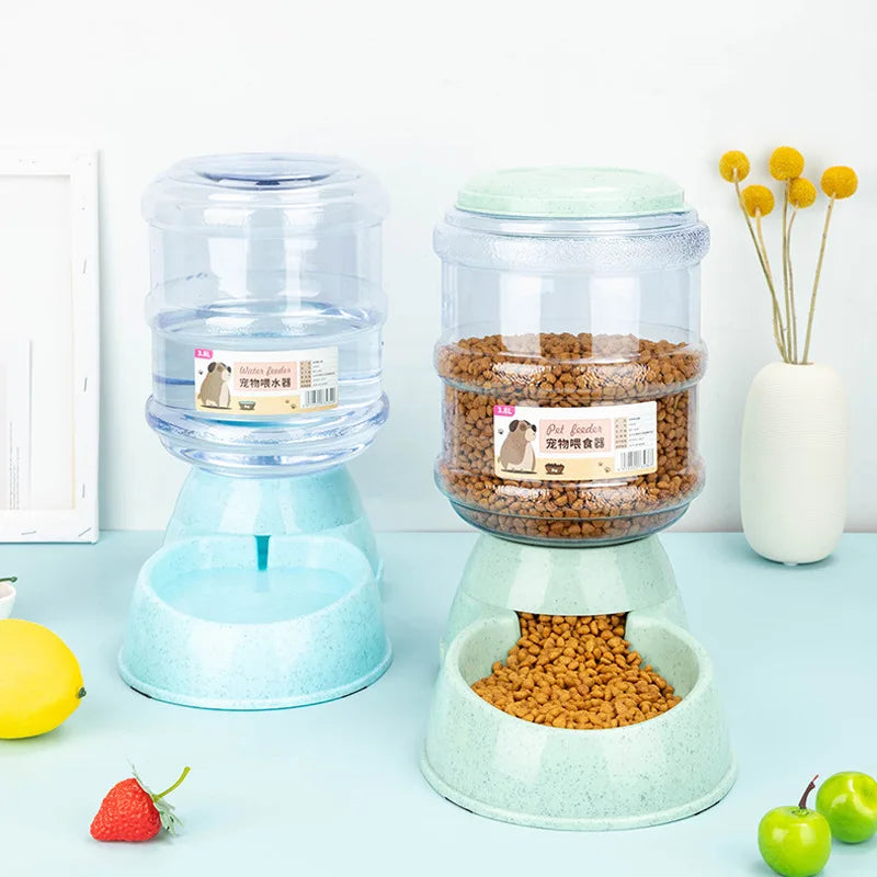 2-in-1 Pet Food Bowl and Automatic Water Dispenser, Large Capacity Feeding Station for Cats, Puppies and Small Dogs