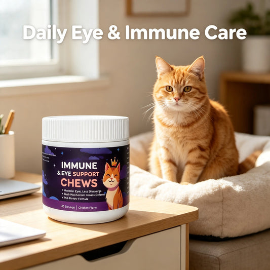 Cat Immune & Eye Support Chews, Chicken Flavor Pet Wellness Treats, 60 Servings - Bond Well Supplies
