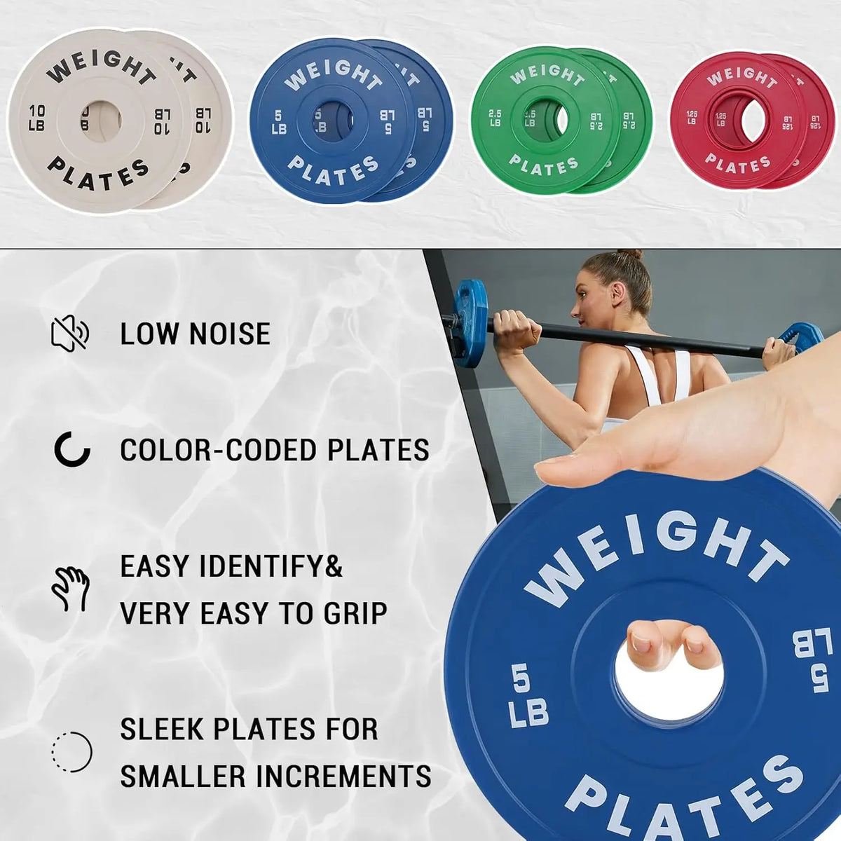 Fractional Barbell Weight Plates, 1.25LB 2.5LB 5LB 10LB Rubber-Coated Strength Training Set