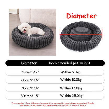 Super Soft Round Dog Bed, Warm Plush Pet House for Medium & Large Dogs, 6 Sizes