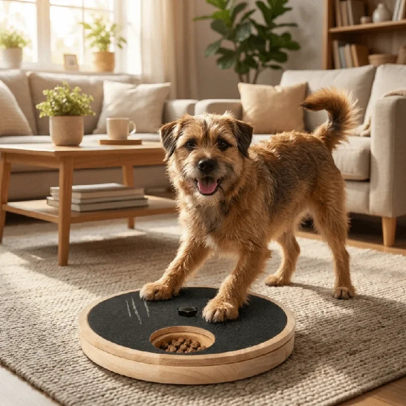 Dog Nail File Toy, Rotating Scratch Board with Treat Box, Non-Slip Solid Wood Design - Bond Well Supplies