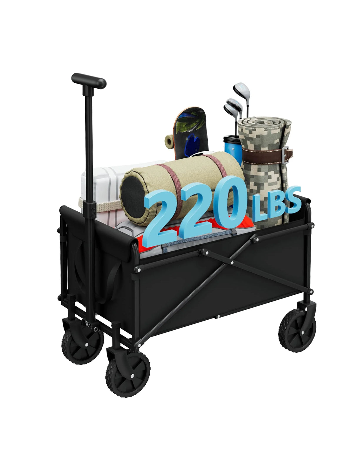 Heavy-Duty Foldable Pet Stroller, Rolling Dog & Cat Carrier Cart with Multiple Storage Compartments