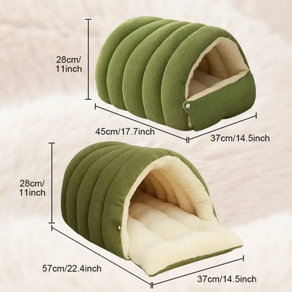 Plush Enclosed Cat House, Warm Winter Sleeping Bed for Cats & Small Pets, Washable Cover - Bond Well Supplies