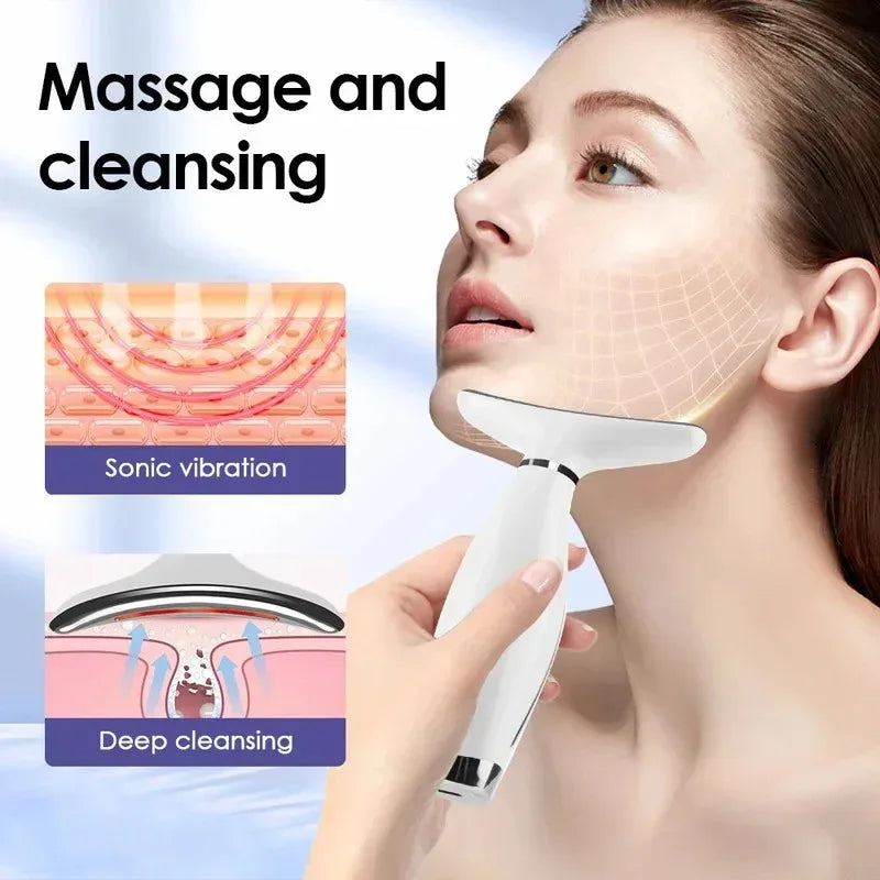 Electric Face & Neck Massager, 7-Color LED Light with Heating & Vibration Massage - Bond Well Supplies