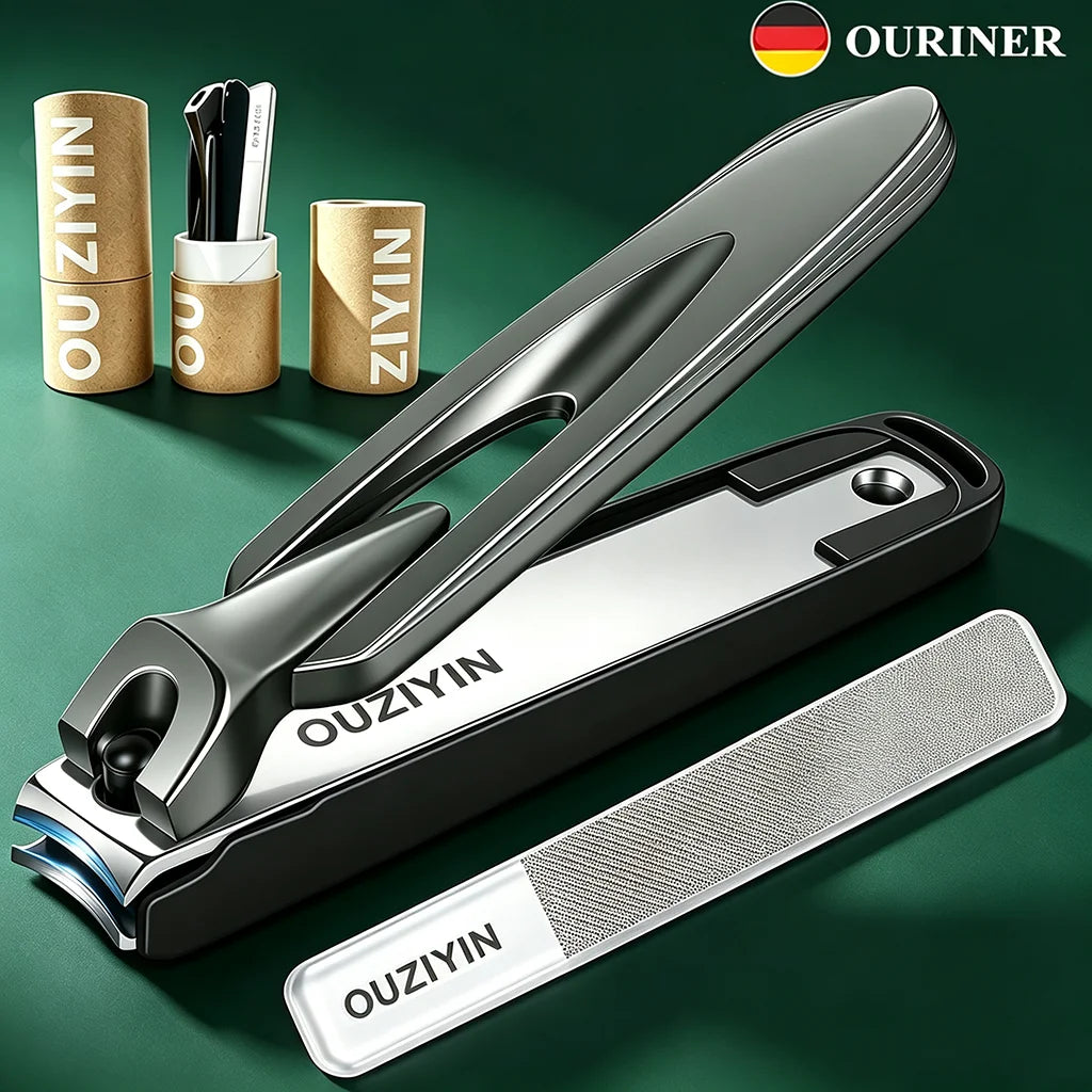 OURINER Stainless Steel Nail Clippers, Anti-Splash Nail Cutter & File Set for Manicure and Pedicure - Bond Well Supplies