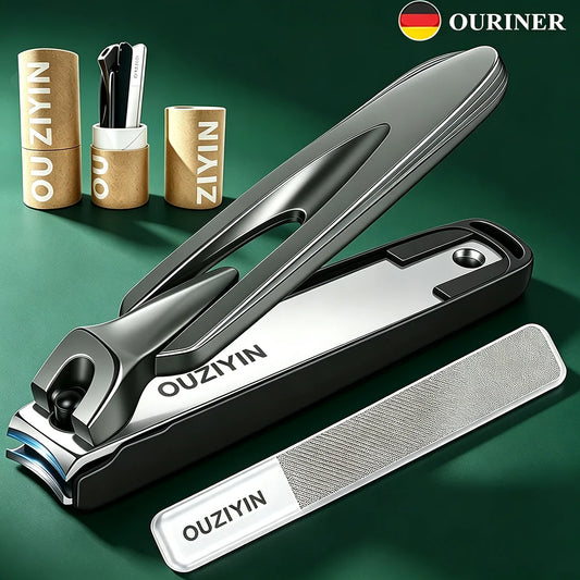 OURINER Stainless Steel Nail Clippers, Anti-Splash Nail Cutter & File Set for Manicure and Pedicure - Bond Well Supplies