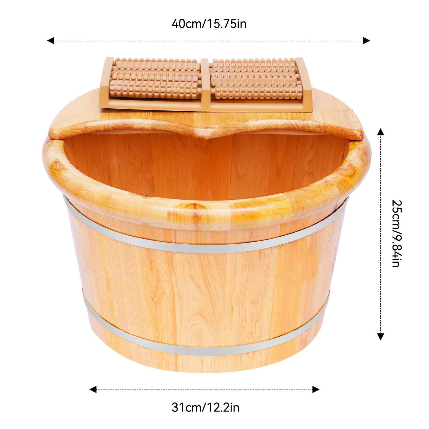 Freestanding Foot Bath Basin with Cedar Wood Finish, Foot Soaking Tub for Home Spa and Foot Care