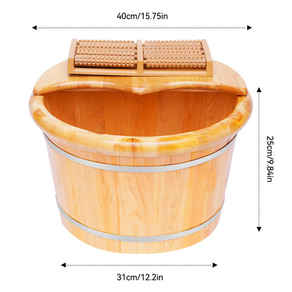 Freestanding Foot Bath Basin with Cedar Wood Finish, Foot Soaking Tub for Home Spa and Foot Care