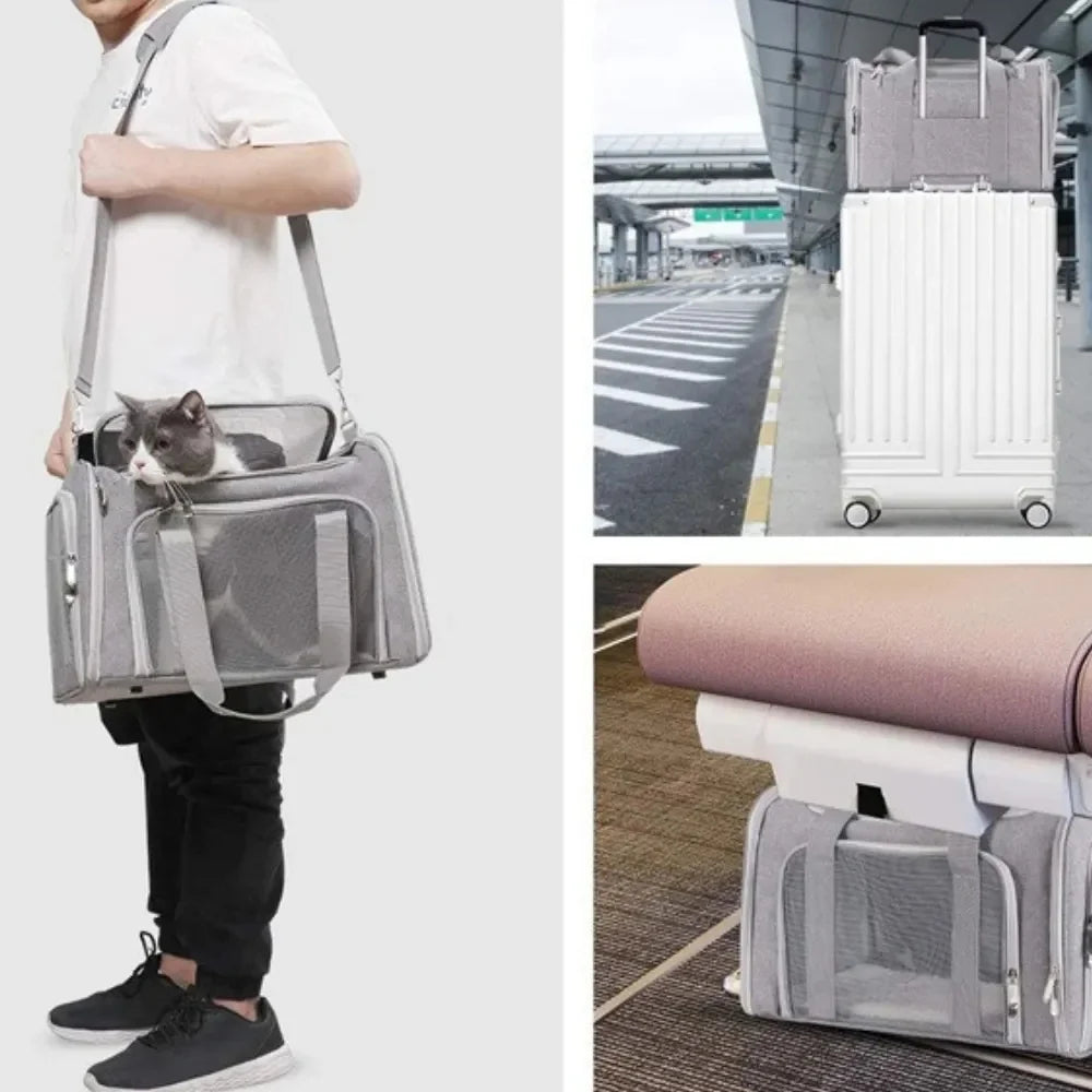 Breathable Mesh Cat Carrier Bag, Portable Shoulder Pet Carrier for Small Dogs and Cats