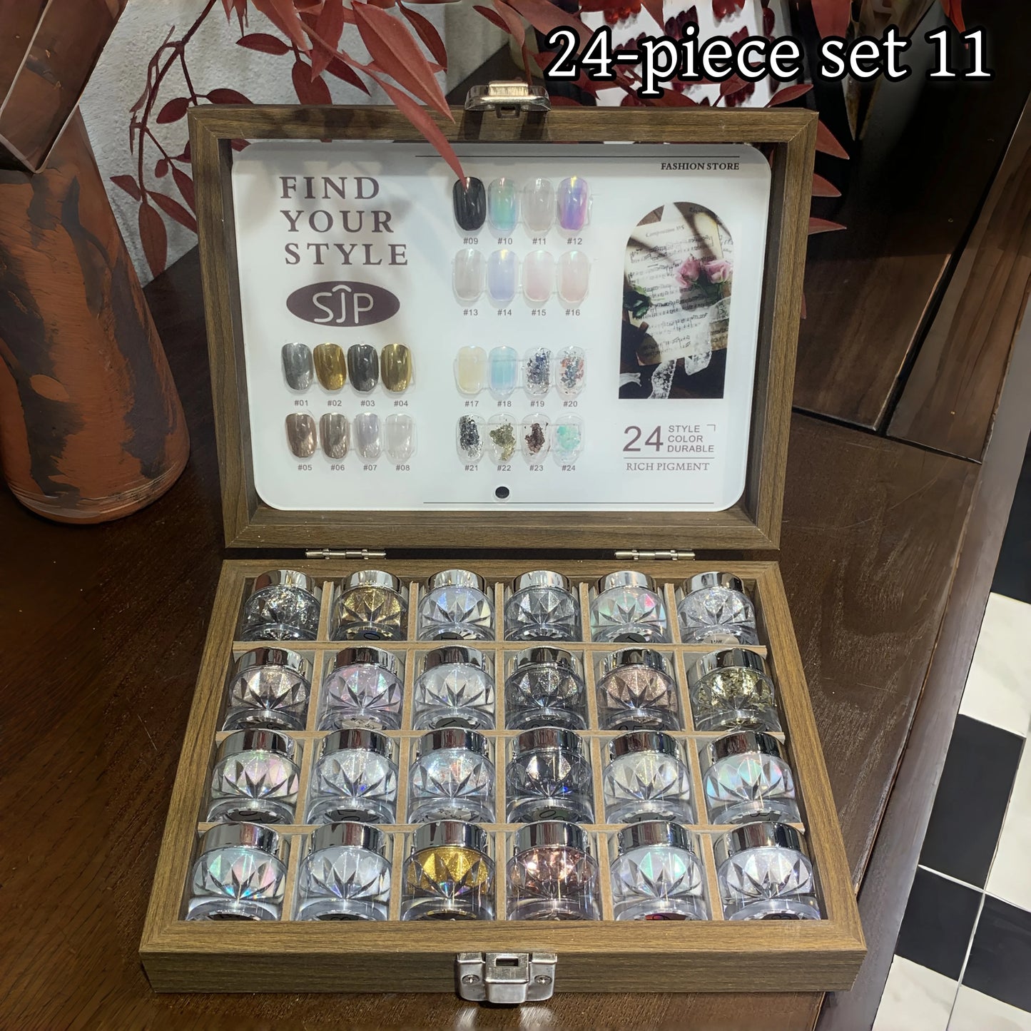 High-End Nail Art Set with 24 Mirror Powder Colors and Ultra-Fine Glitter Effects