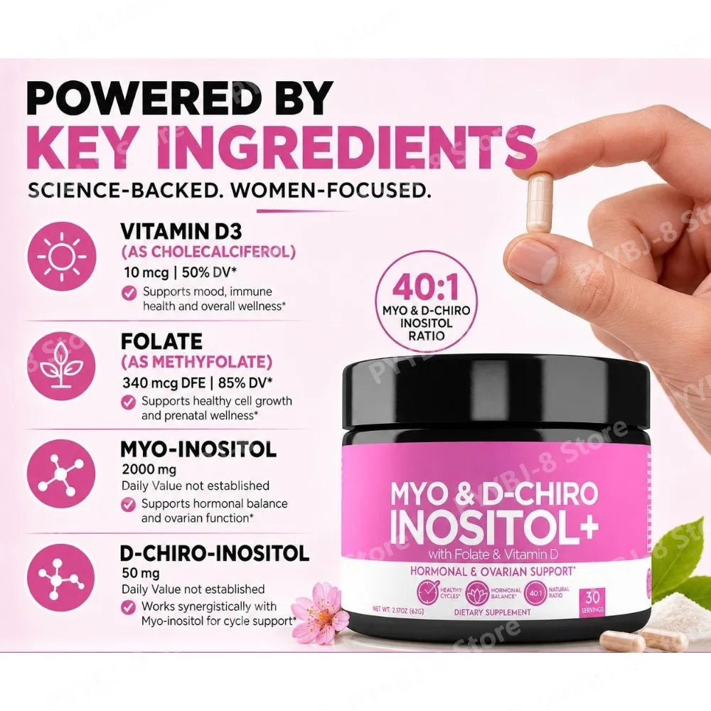 Women's Inositol Capsules, Myo & D-Chiro Inositol 40:1 Ratio with Folate & Vitamin D3, 30 Coun - Bond Well Supplies