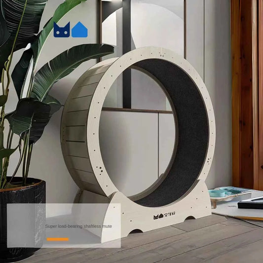 Eco-Friendly Solid Wood Cat Treadmill, Multi-Layer Exercise Wheel for Indoor Cat Fitness & Activity