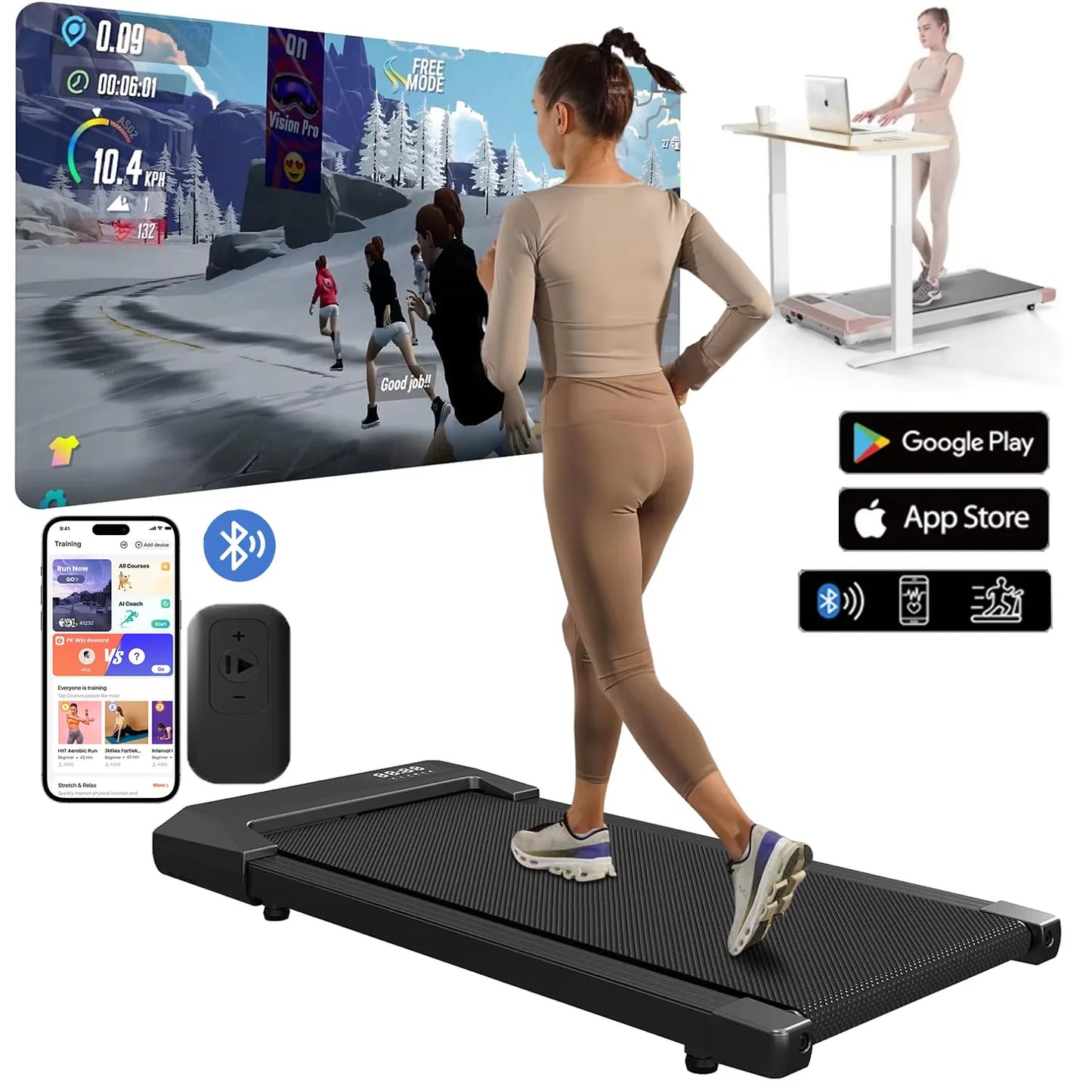 Compact Walking and Running Treadmill for Home Fitness