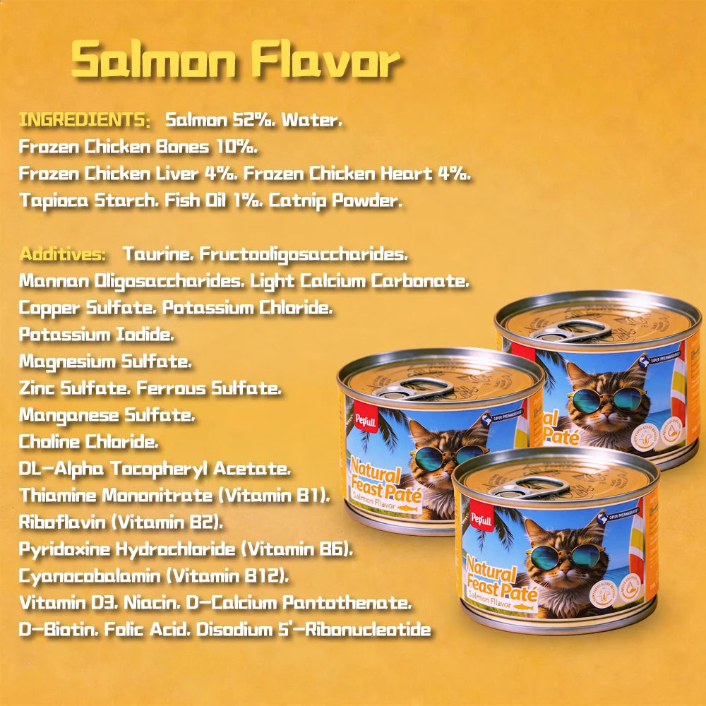 Petfull Wet Pet Food Variety Pack, Tuna, Beef, Salmon & Chicken Recipes, 170g Cans, Pack of 24
