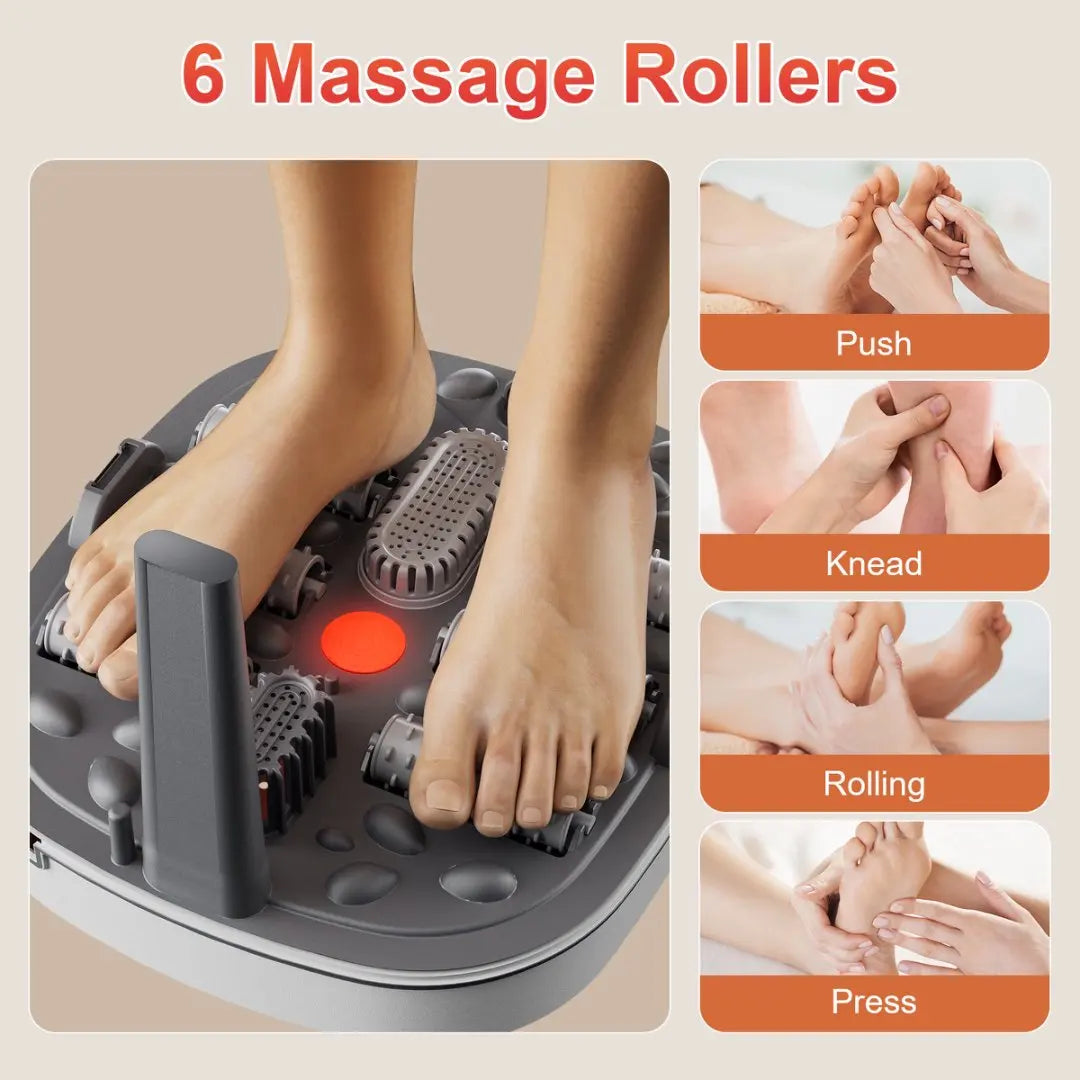 Foldable Electric Foot Spa Massager with Remote, Adjustable Heating, 6 Massage Rollers & Bubble Function