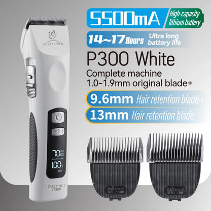 Fenice Professional Cordless Pet Hair Clipper, Rechargeable Low-Noise Grooming Trimmer & Shaver Kit