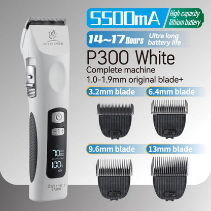 Fenice Professional Cordless Pet Hair Clipper, Rechargeable Low-Noise Grooming Trimmer & Shaver Kit