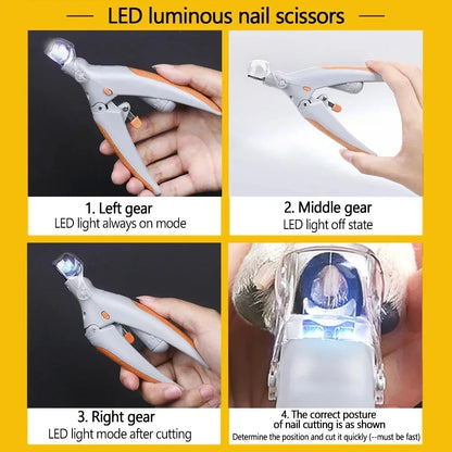 Professional Pet Nail Scissors with LED Light for Safe Dog and Cat Grooming
