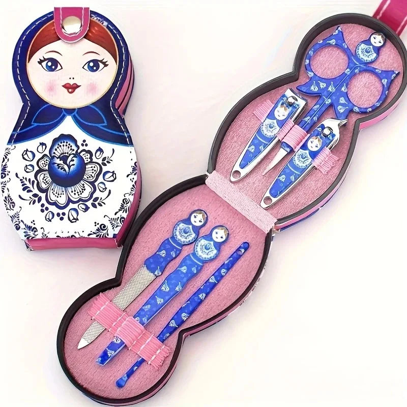 6-Piece Nail Care Kit, Russian Doll Manicure Scissors, Nail Clippers & Tip Cutter for Travel & Grooming - Bond Well Supplies