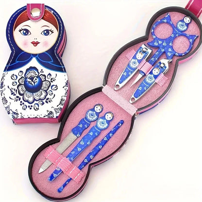 6-Piece Nail Care Kit, Russian Doll Manicure Scissors, Nail Clippers & Tip Cutter for Travel & Grooming - Bond Well Supplies