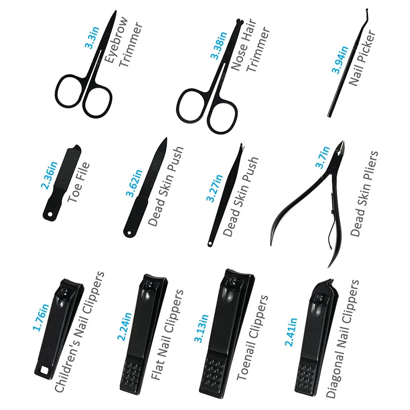 Professional Manicure Set, 26-Piece Stainless Steel Nail Clipper & Nail Care Kit with Travel Case - Bond Well Supplies