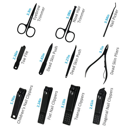 Professional Manicure Set, 26-Piece Stainless Steel Nail Clipper & Nail Care Kit with Travel Case - Bond Well Supplies