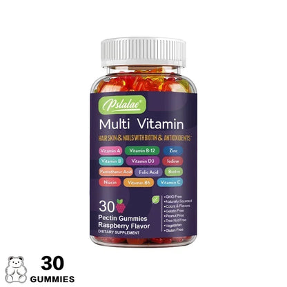 Multivitamin Dietary Gummies, Daily Energy, Skin, Hair & Nail Care with Immune Support - Bond Well Supplies