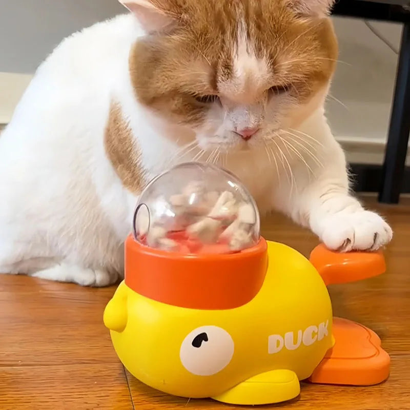 Interactive Yellow Duck Dog Puzzle Feeder, Slow Feeding Treat Dispenser Toy with Anti-Slip Bottom for Dogs, Puppies & Cats