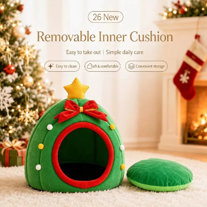 Warm Cat Tent Bed, Cozy Semi-Enclosed Pet Cave with Thickened Nest for Indoor Pets - Bond Well Supplies