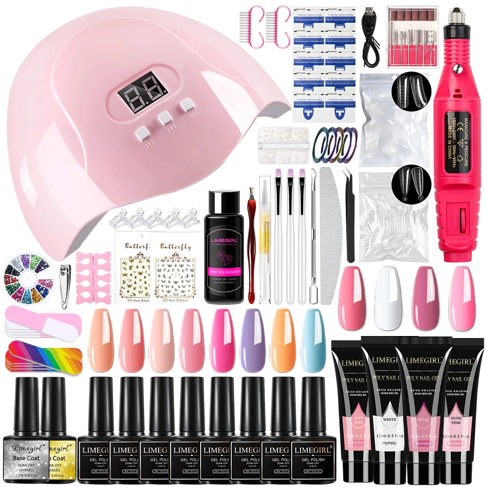 MEGIRL UV Gel Polish Set with UV Lamp & Electric Nail Drill Machine, Base & Top Coat for Manicure - Bond Well Supplies