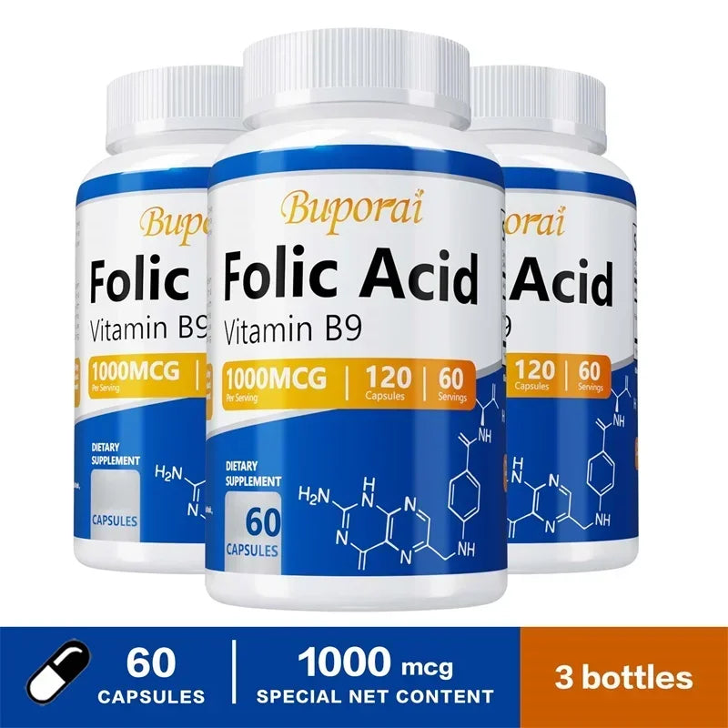 Folic Acid Supplement for Heart Health, Nervous System Health and Prenatal Support