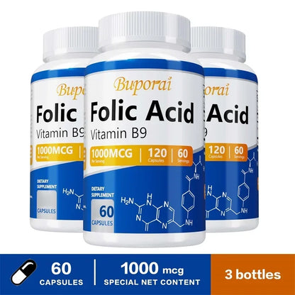Folic Acid Supplement for Heart Health, Nervous System Health and Prenatal Support