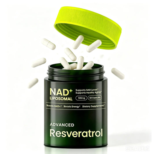Liposomal NAD+ Resveratrol Supplement, NAD Advanced 500mg, Energy & Cellular Wellness Support, 60 Capsules - Bond Well Supplies