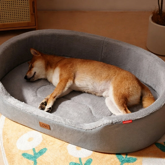 Four-Season Medium Dog House, Lychee Leather Pet Bed with Detachable Cushion - Bond Well Supplies