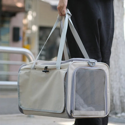Large Foldable Pet Carrier Bag for Cats & Small Dogs, Breathable Soft-Sided Travel Tote with Top Window & Luggage Strap