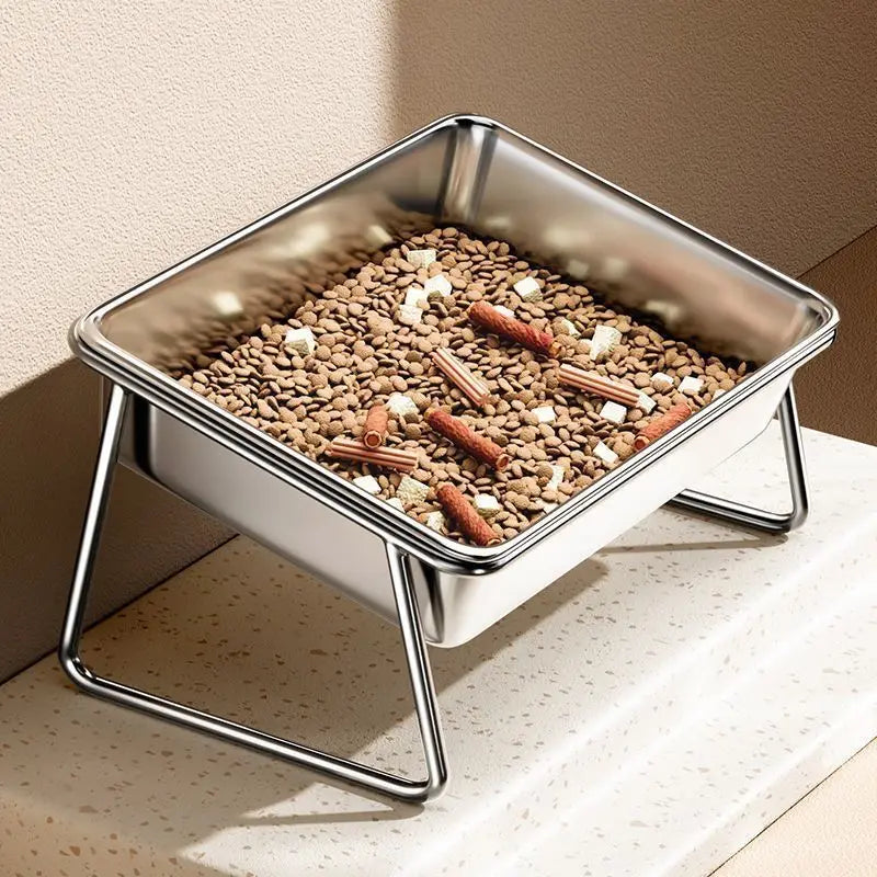Raised Stainless Steel Pet Feeding Bowl, Elevated Dog Water & Food Dish with Neck-Friendly Design - Bond Well Supplies