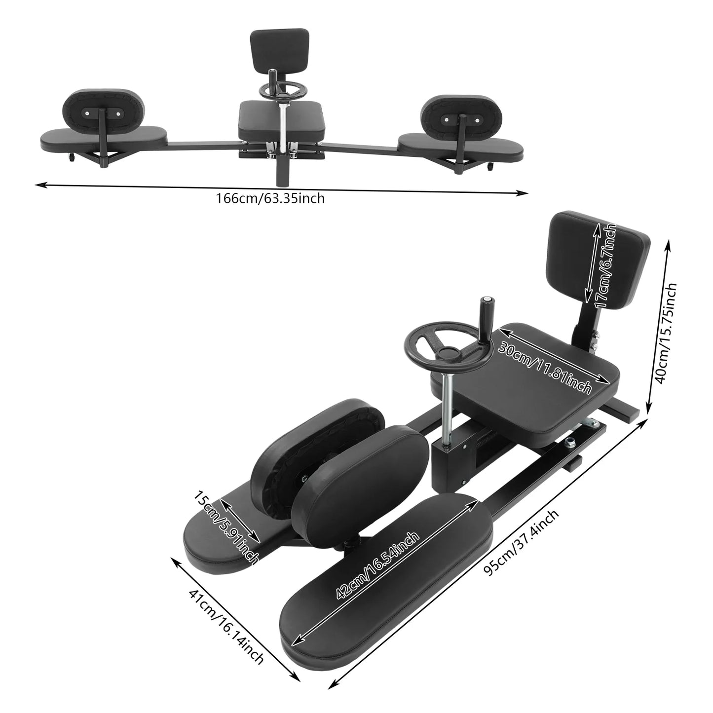 Adjustable Leg Stretching Machine, Horizontal Split Trainer with PU Padded Cushion, 220.46 lb Capacity