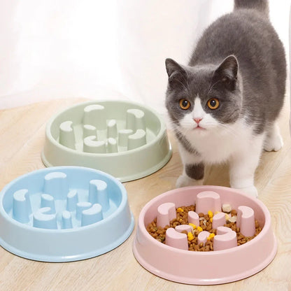 Plastic Non-Slip Pet Puppy Slow Feeder  Bowl for Healthy Eating Puppy or Cat Slow Feeder Bowl Anti-Choking