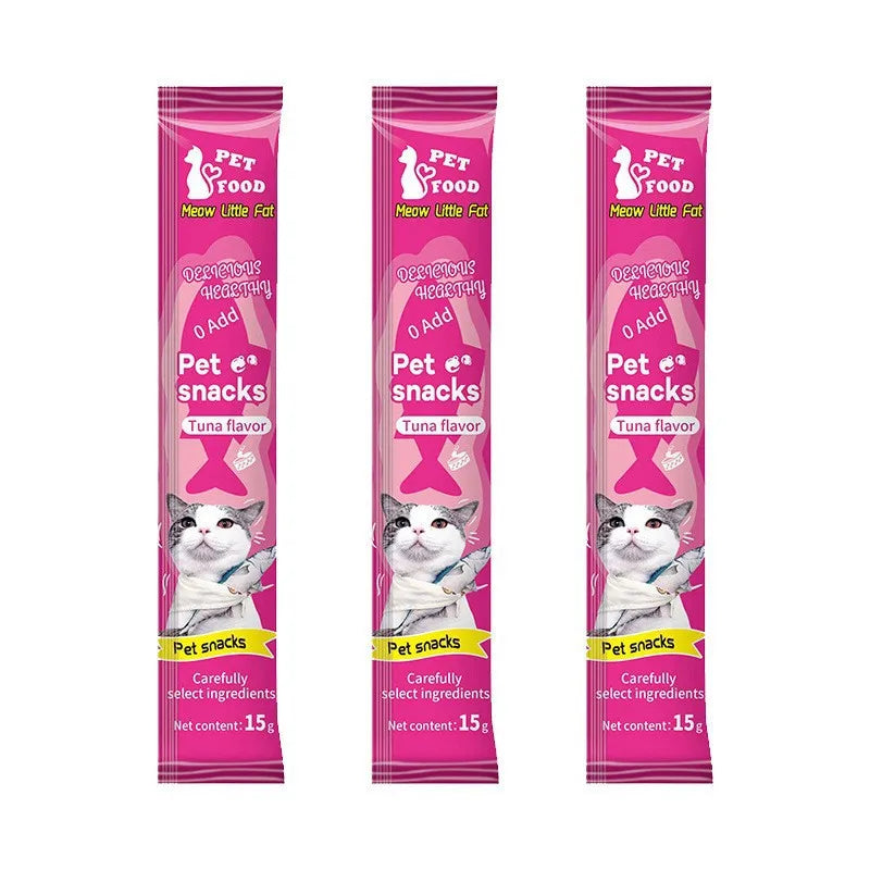 Cat Treat Snack Sticks, Soft Chews, 15g Pack, Assorted Tuna, Chicken, Beef & Salmon Flavors - Bond Well Supplies