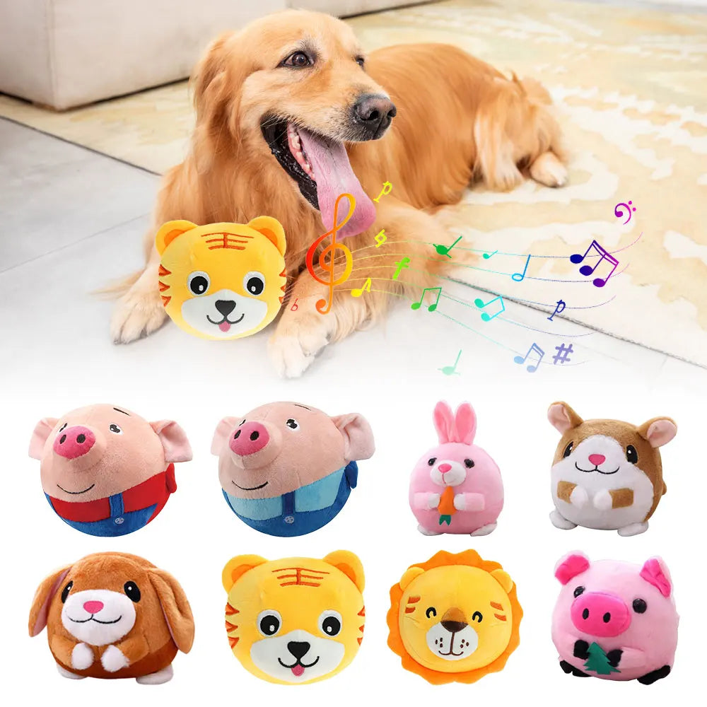 Interactive Moving Plush Ball Toy for Puppies and Dogs with Squeaker Sound