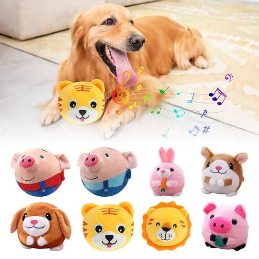Interactive Moving Plush Ball Toy for Puppies and Dogs with Squeaker Sound