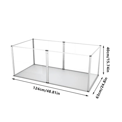 Large Acrylic Dog Playpen with Waterproof Whelping Pad, Clear Indoor Puppy Enclosure & Pet Fence