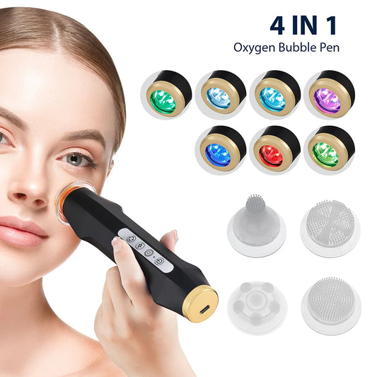 Portable CO2 Oxygen Bubble Facial Pen, 7-Color Photon Light Beauty Machine for Home Spa Skin Care - Bond Well Supplies