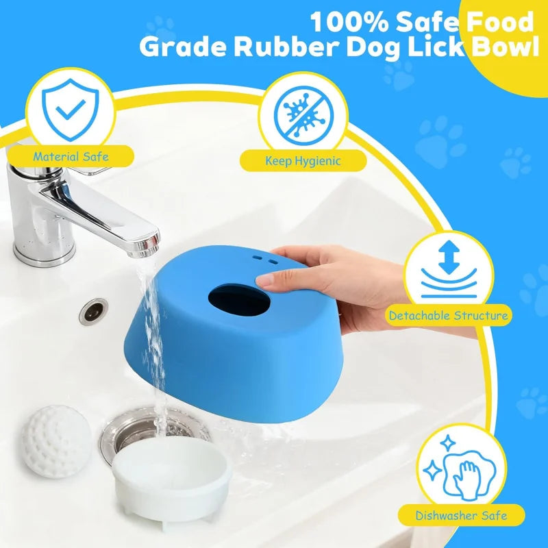 Dog Slow Feeder Lick Bowl, 3/4 Cup Non-Slip Treat Dish for Ice Cream, Yogurt & Liquid Snacks - Bond Well Supplies