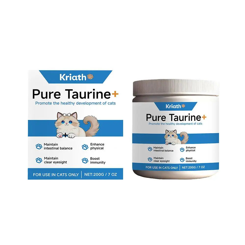 Cat Wellness Powder Supplement, 200g 99.9% Pure Taurine with Vitamin E & Zinc for Sensitive Pets SEO-Optim - Bond Well Supplies