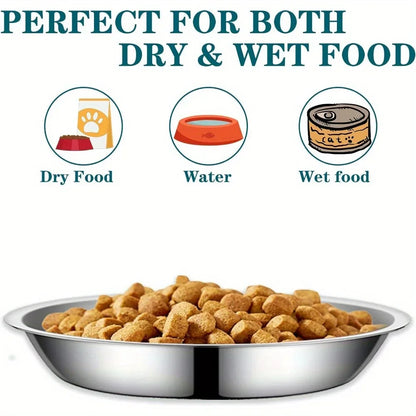Large Capacity Stainless Steel Dog Bowl, Durable Metal Food & Water Feeding Dish for Cats & Dogs - Bond Well Supplies
