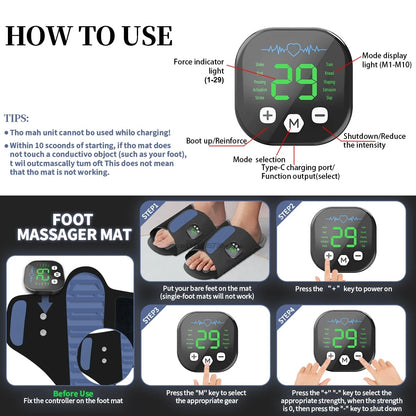 Electric Foot Massager Pad, EMS Muscle Stimulation Device for Foot Relaxation