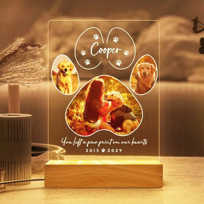 Custom Pet Photo Night Light, Personalized Acrylic Plaque for Dog and Cat Memorial Gifts