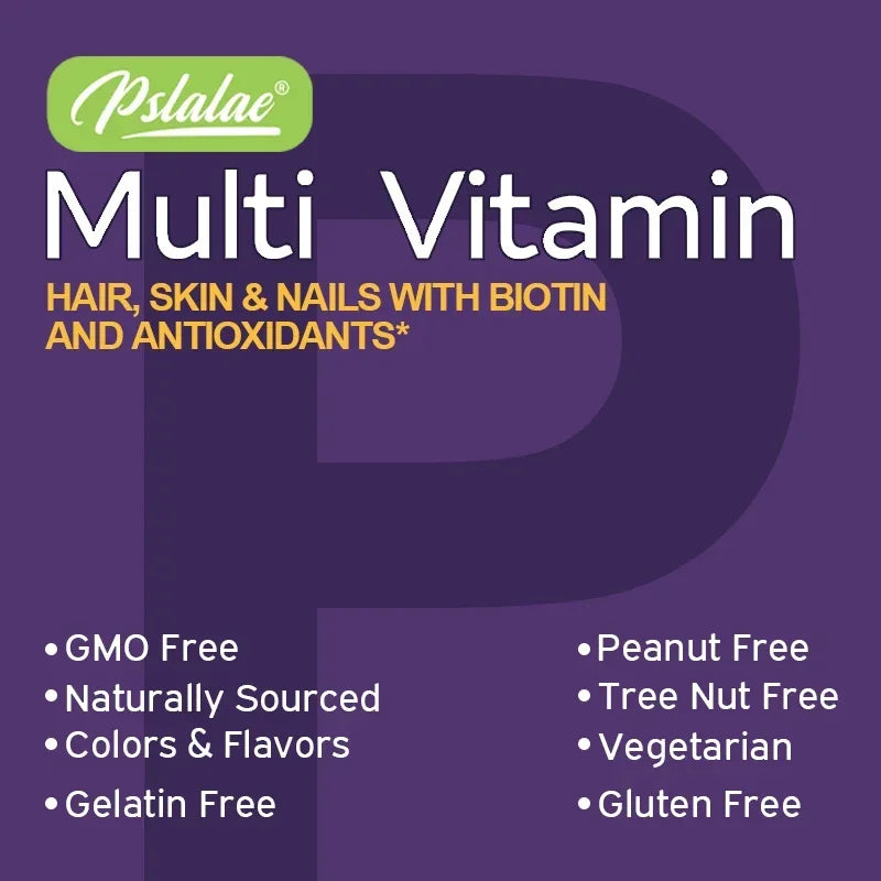 Multivitamin Dietary Gummies, Daily Energy, Skin, Hair & Nail Care with Immune Support - Bond Well Supplies