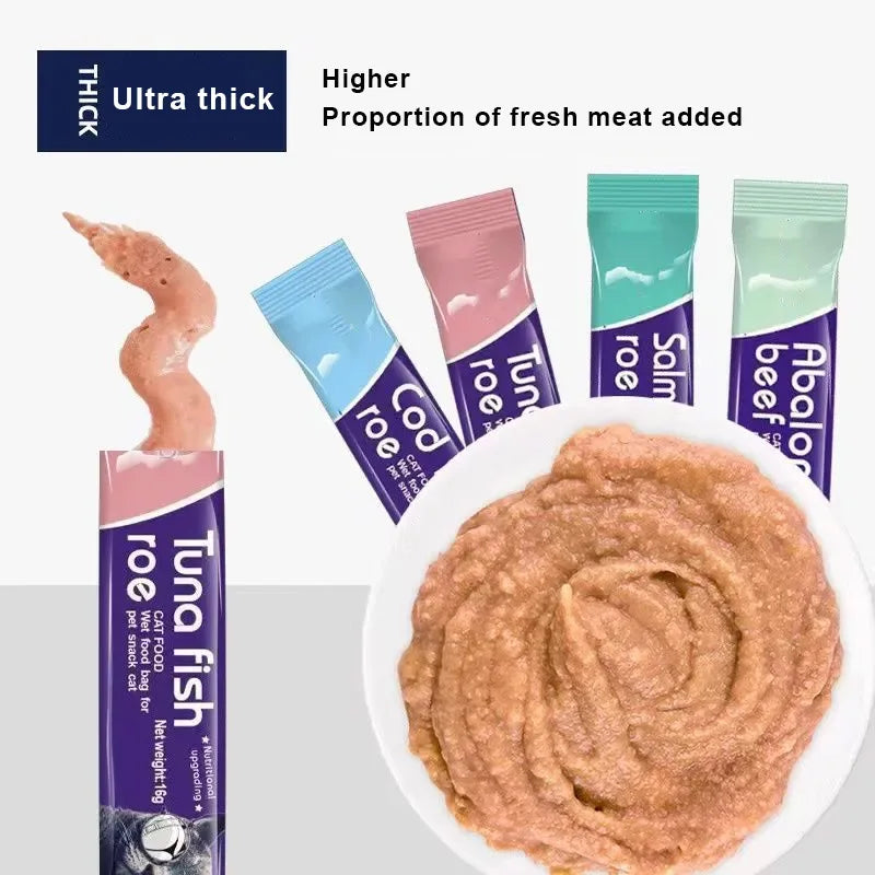 Cat Liquid Treat Variety Pack, 30 Assorted Abalone, Tuna & Chicken Wet Snacks for Young Cats - Bond Well Supplies